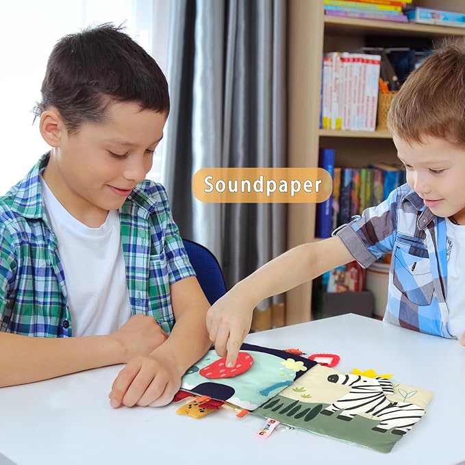 Soft Cloth Books for Baby Gift, Activity Quiet Cloth Books Developmental Toys,Interactive Baby Books for Toddlers Infants Kids Toys Gift for 0-2 Year Old Animal