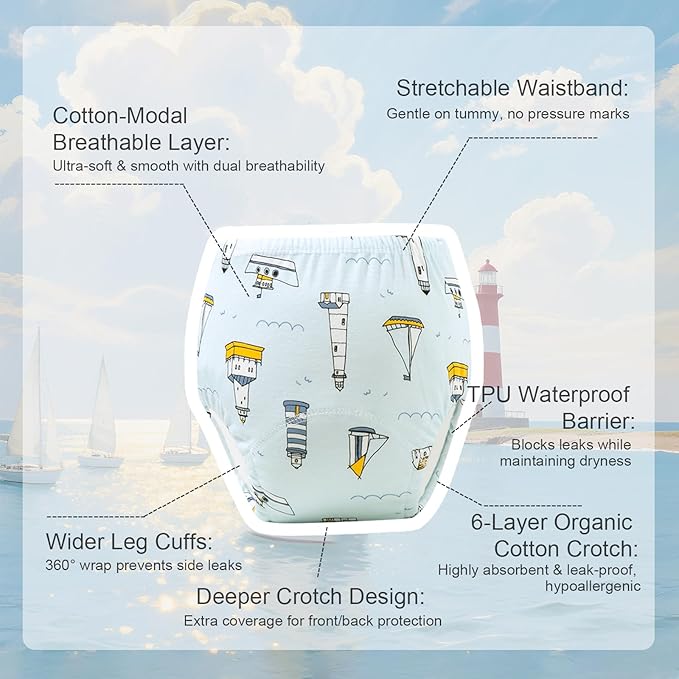 Upairy Training Pants Potty Training Underwear for Boys Girls,Toddler Potty Pants for 2T-5T,Soft Absorbent & Leak-Proof with Characters, 100% Cotton Washable (10PCS,S)