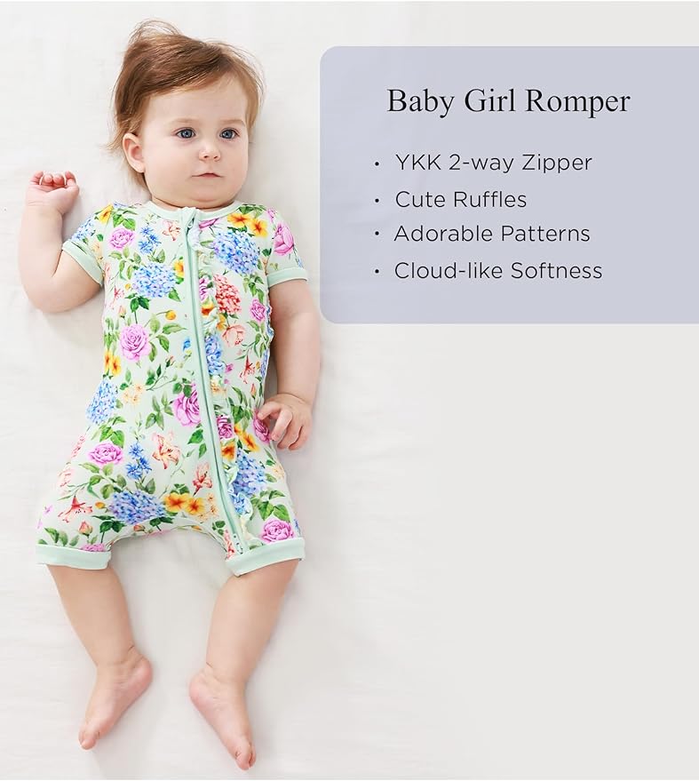 Bamboo Viscose Baby Girl Romper Infant Short Sleeve Zipper Baby Jumpsuit