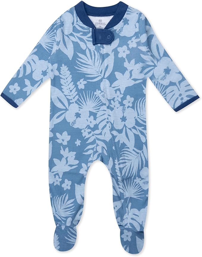 HonestBaby Sleep & Play Footed One-piece Pajama Sleeper 100% Organic Cotton, Baby Boys