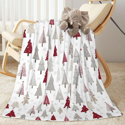 Baby Blanket Pine Tree Christmas Pattern Xmas for Boy Girl Newborn 30x40 Inch Toddler Infant Nursery Throw Blankets Double Layer Comfy Soft Plush Stroller Crib Quilt
