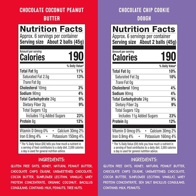 simplyFUEL Protein Ball Variety Pack - Whole Food Balls with Probiotics - 8g Protein Snack - Gluten Free Energy Balls (2 Packs)