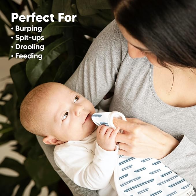 Organic Burp Cloths Baby Boy & Girl - 5-Pack Super Absorbent Cotton Burping Cloths for Babies, Soft & Plush Newborn Spit Up Rags, Infant Towels for Milk Spit Up, Unisex, Large 21" x 10" (Vessels)