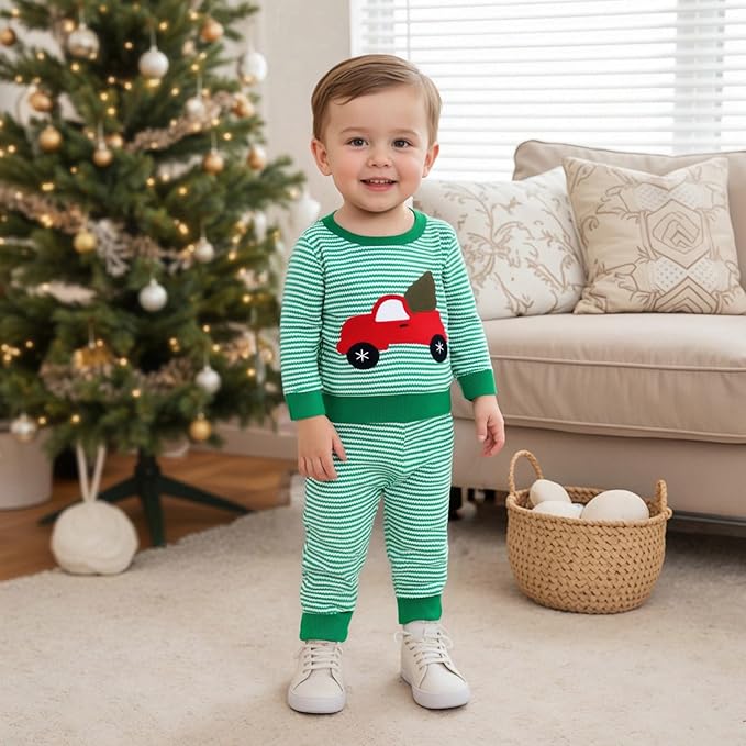 CIYCUIT Toddler Baby Boy Outfits Striped Sweatshirt Pants Clothes Set