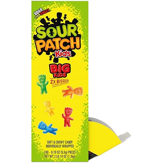 SOUR PATCH KIDS Big Kids Individually Wrapped Soft & Chewy Candy, Bulk Candy, School Snacks, 240 Count Box