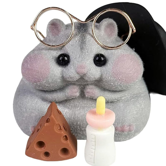 Handmade Taba Squishy Hamster Toy, Cute Squishy Hamster Fidget Toy, Realistic Hamster Toy, Soft Silicone Mochi Furry Toy, Stress Relief Gift for Adults & Kids, Sensory Anxiety Plushie (Gray)