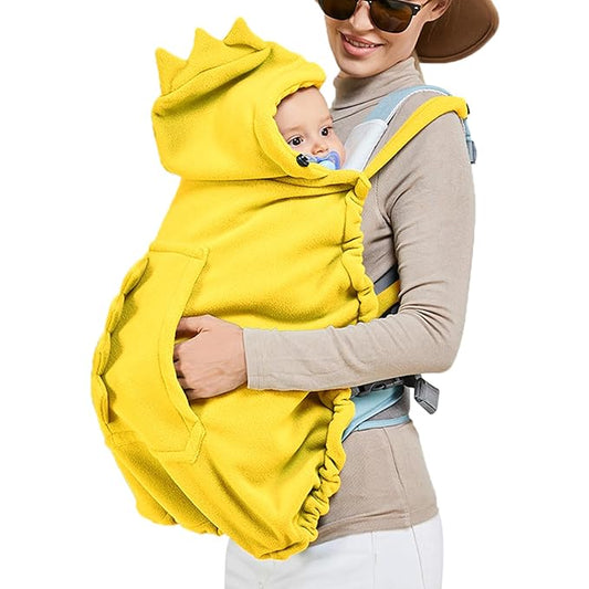 Baby Carrier Cover Stroller Cover,Newborn Hooded Stretchy Cloak,Soft Kangaroo Hoodie for Mom Baby,Suit for All Seasons (Yellow)