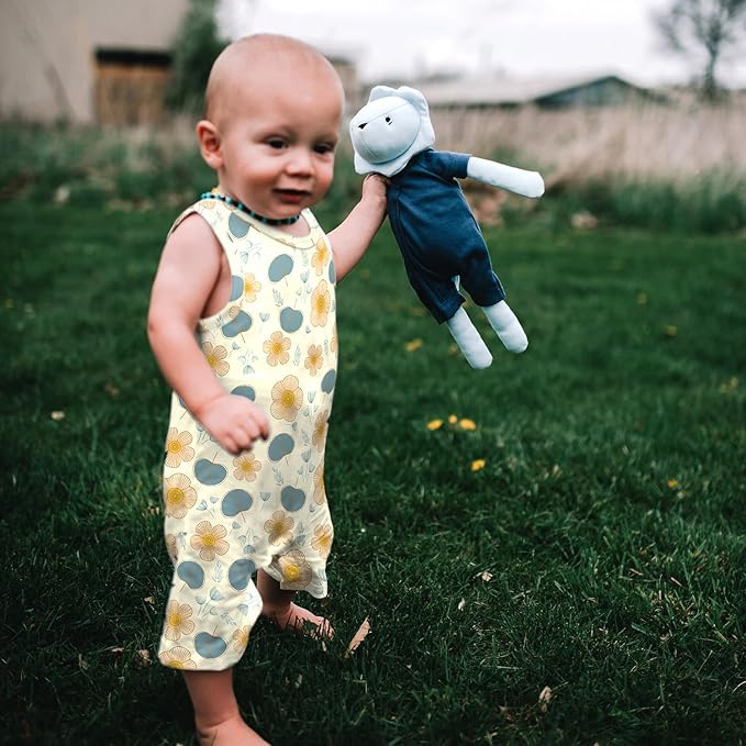 Babysoy Organic Pattern Print Tank Romper Shortall