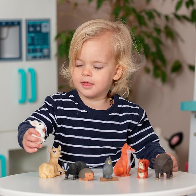 Learning Minds Set of 8 Jumbo Forest Animal Figures - Woodland Animals for Toddlers Age 1-3 - Toy for Kids Age 18 Months Plus - Wild Animal Toys for Kids 1,2,3 Years Old