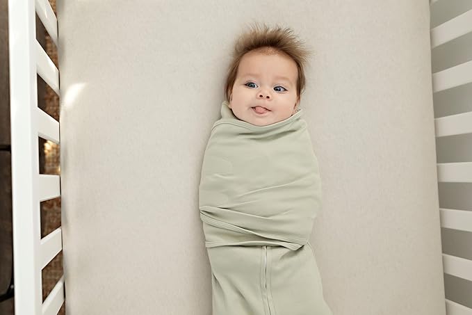LullaBaby "Double Dream Swaddle: Exclusive Dual Wing Design, Pediatrician-Endorsed, Ultra-Soft Cotton, 2-4 Months, 12-20 lbs - Desert Sage