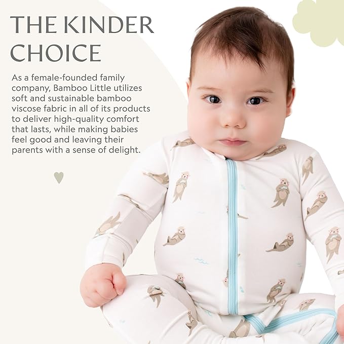 Bamboo Little Soft Baby Footie Pajamas, Baby Clothes, Newborn Sleepers, 95% Viscose and 5% Spandex, 0-24 Months