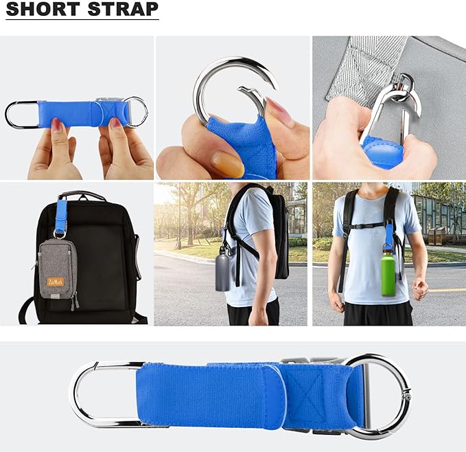 Elastic Jacket Gripper with D-Ring Hook and Buckle, ZINZ D-Ring Hook Baggage Suitcase Straps Belts Travel Accessories, Makes Your Hands Free
