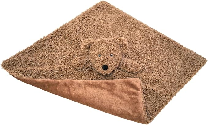 Baby Dark Brown Teddy Bear Soft Stuffed Animal Security Blanket, Plush Bear Character Lovey Blanket, Baby Shower/Nursery Gift, Newborn Infant Toddler Snuggle Blankie for Boys Girls, 18 Inches