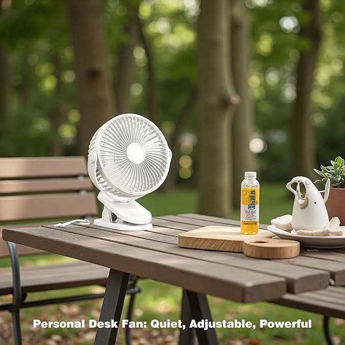 Clip on Fan, 6.5-in Battery Operated Portable Fan, Ultra Quiet Personal Desk Fan with Strong Clamp for Golf Cart,Office Desk, Treadmill, Camping, Bedroom