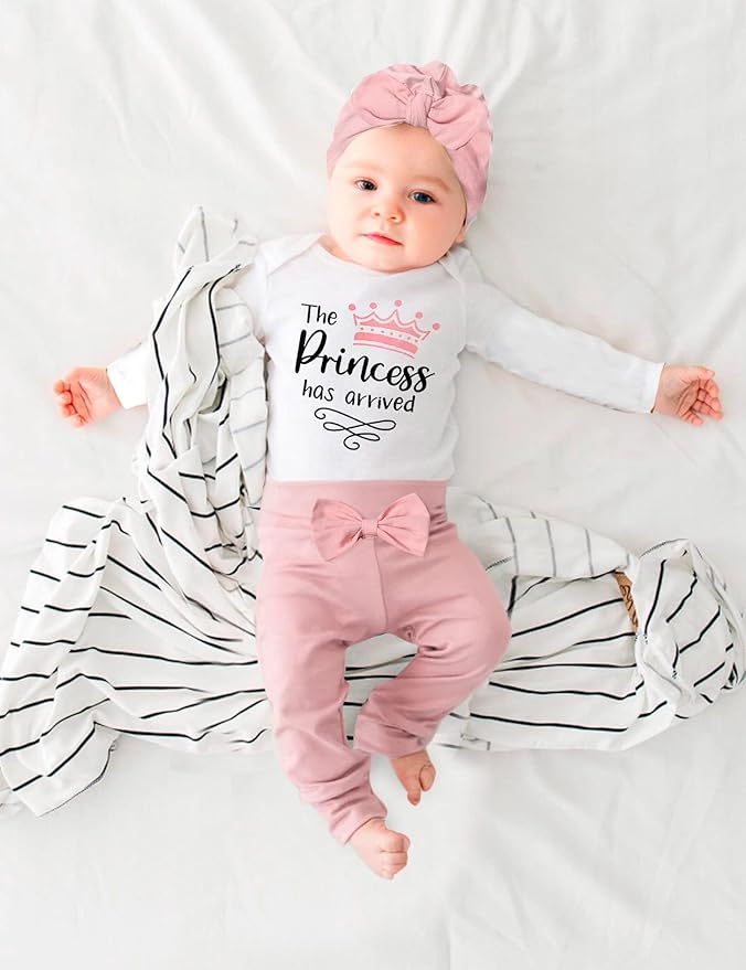 Infant Newborn Baby Girl Clothes Baby Girl Outfits For All Seasons Long Sleeve Snap Romper Pant Sets With Headband