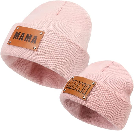 Parent-Child Beanie Hat,Mother & Baby Daughter/Son Winter Warm Knit Hat,Kids Soft Beanie Cap
