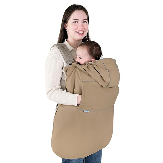 JAN & JUL Waterproof Baby Carrier Cover for Rain, Universal Fit for Car Seats and Strollers (Soft Brown)