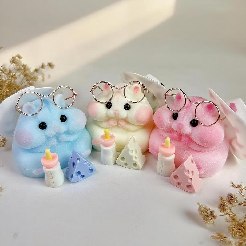 6-Pack Handmade Taba Squishy Hamster Toy, Cute Squishy Hamster Fidget Toy, Realistic Hamster Toy, Soft Silicone Mochi Furry Toy, Stress Relief Gift for Adults & Kids, Sensory Anxiety Plushie(6 colors)