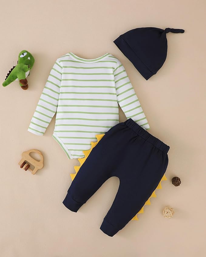 SUNNY PIGGY Baby Boy Clothes Newborn Infant Boys Outfits Romper Hat Pants 3PC Set 0-3 3-6 6-12 12-18 Month Clothing Gift