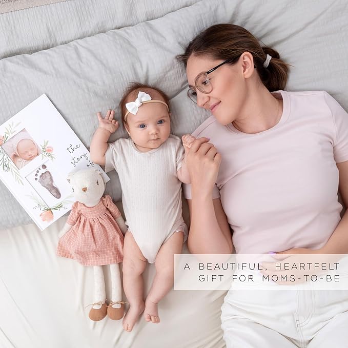 Baby Memory Book for the Modern Minimalist - Simple Baby Book for Girl - First Years Journal - Monthly Milestone Keepsake Record Book - Pregnancy Gift for Baby Shower (Pink)