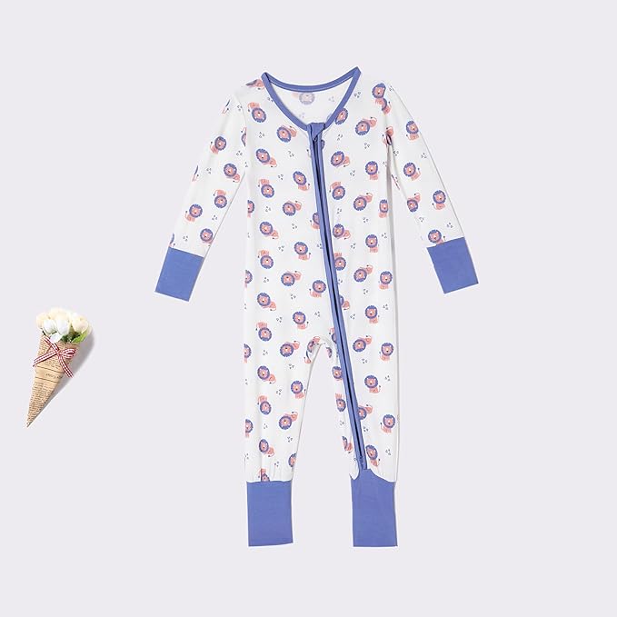 OPAWO Viscose from Bamboo Baby Pajamas Girl 2pack Mittens Cuff 2 Way Zipper Soft Footless Sleeper Baby Boy One-Piece Romper