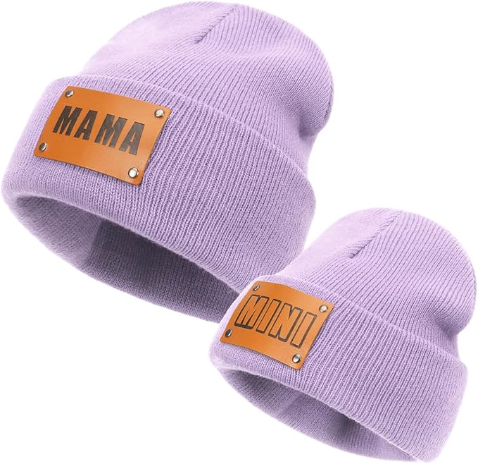 Parent-Child Beanie Hat,Mother & Baby Daughter/Son Winter Warm Knit Hat,Kids Soft Beanie Cap