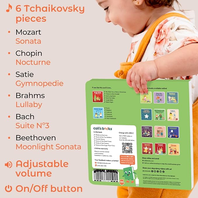 Cali's Books The Nutcracker Book for Children | Rechargeable USB Musical Book for Toddlers 1-3 | The 6 Excerpts from Tchaikovsky's Nutcracker | Ballet Gift for Kids