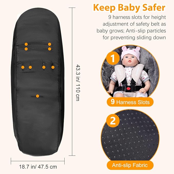 Zooawa Stroller Bunting Bag Universal, Waterproof Baby Stroller Footmuff, Stroller Sleeping Bag for Cold Weather, Extra Thick, Fits 6-36 Months Baby, Black