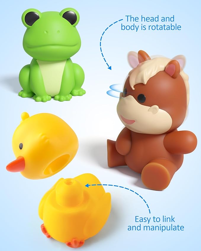 Coogam 10Pcs Farm Animal Matching Toys, Fine Motor Sorting Games for Kids Age 1-3, Montessori Learning Sensory Fidget Toy Gift for Baby Shower Bath Birthday