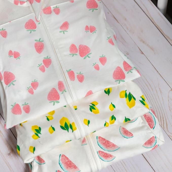 Happiest Baby Sleepea 5-Second Swaddle - 100% Organic Cotton Baby Swaddle Blanket - Doctor Designed Promotes Healthy Hip Development (Ivory Strawberries, Medium)