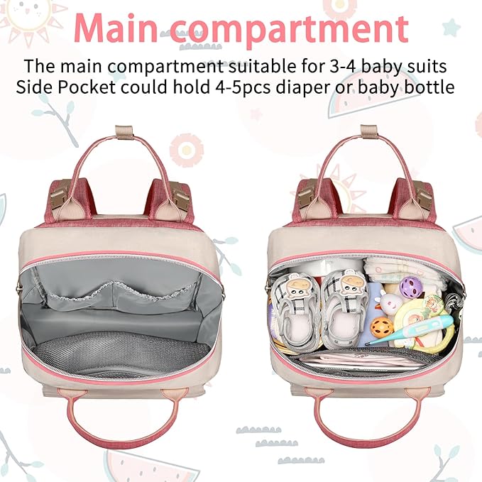 Diaper Bag Backpack, Baby Girl Diaper Bag, Large Diaper Bag Backpack Gift for Girls, Baby Diper Backpack for Travel with Insulated Pockets and Stroller Straps