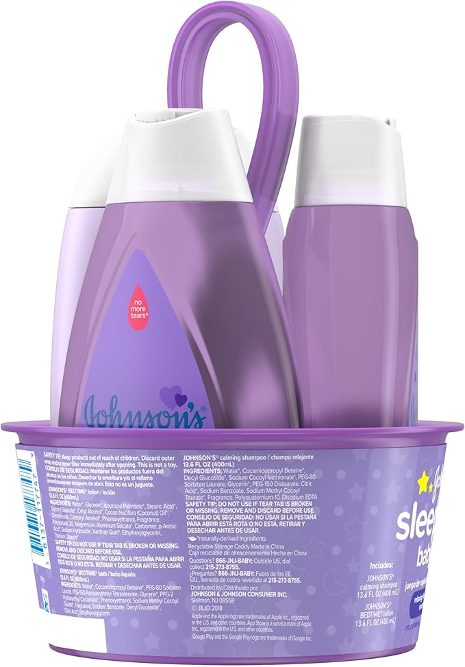 Johnson's Baby Sleepy Time Bedtime Gift Set with Relaxing NaturalCalm Aromas, Bedtime Baby Bath Shampoo, Wash & Lotion, Baby Bedtime Essentials, Hypoallergenic & Paraben-Free, 3 Items