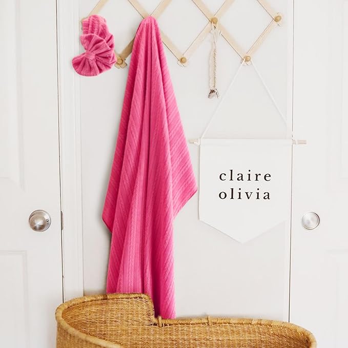 Newborn Receiving Blanket with Bow Hat Mittens Wooden Card Set Wheat-Pattern Newborns Toddler Baby Boy Girl Nursery Swaddle Wrap