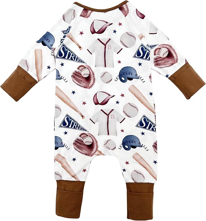 Bow Dream Bamboo Rayon Baby Boy Romper Footed Long Sleeve Footies Newborn Girl Clothes Footless with Zipper and Mitten Cuffs