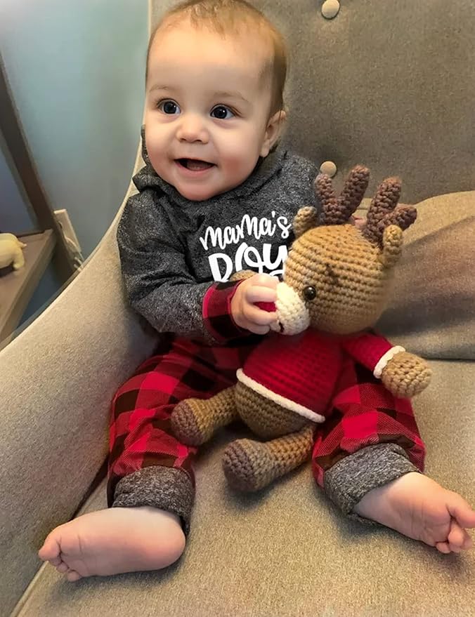 Fommy Newborn Baby Boy Clothes Plaid Letter Print Long Sleeve Hoodies + Long Pants 2PCS Fall Winter Outfits Set