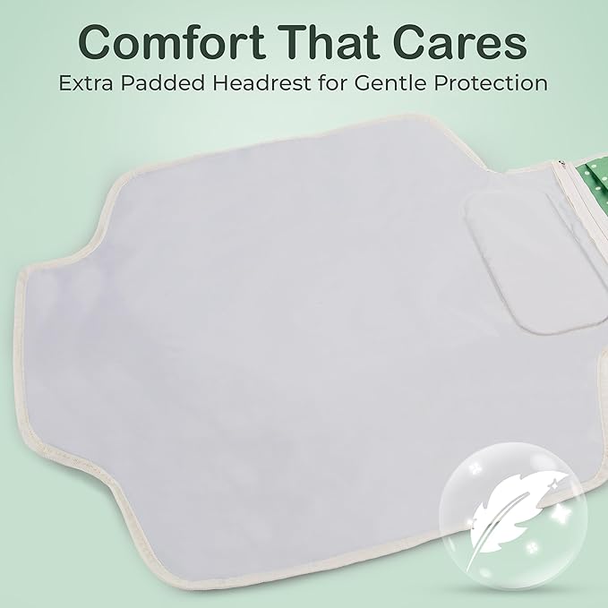 Portable Diaper Changing Pad - Newborn Essentials, Waterproof, Extra Wide & Long, Padded Foldable Wipeable Mat, Travel Bag, Baby Registry Gift, Wipes Pocket, Eco-Friendly (Green)