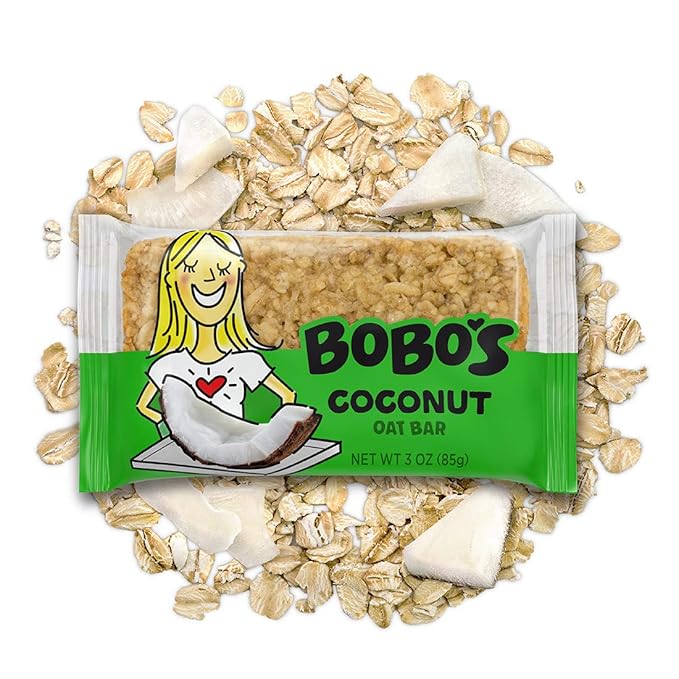 Bobo's Oatmeal Bars, Coconut, Gluten Free Vegan Whole Grain Oat Bars, Pack of 12