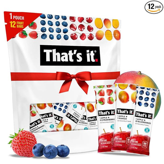That's it. Variety Pack 100% Natural Real Fruit Bar, Best High Fiber Vegan, Gluten Free Healthy Snack, Paleo for Children & Adults, Non GMO No Added Sugar, No Preservatives Energy Food (12 Pack)