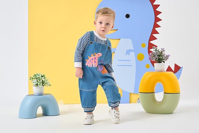 Cute Baby Boy Clothes Suit Toddler Boys' Striped long Sleeve T-Shirt+Denim Overalls Jumpsuit Pants Outfits Sets