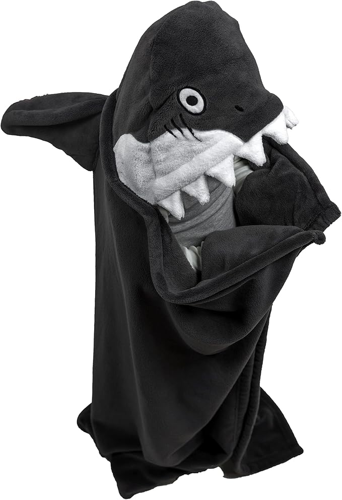 Lazy One Wearable Hooded Blanket for Kids, Animal Hooded Blanket (Shark)