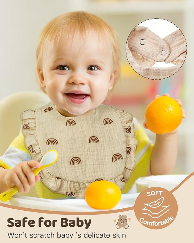 Lictin 8-Pack Muslin Baby Bibs - Bandana Drooling and Teething Bibs, Unisex Cotton