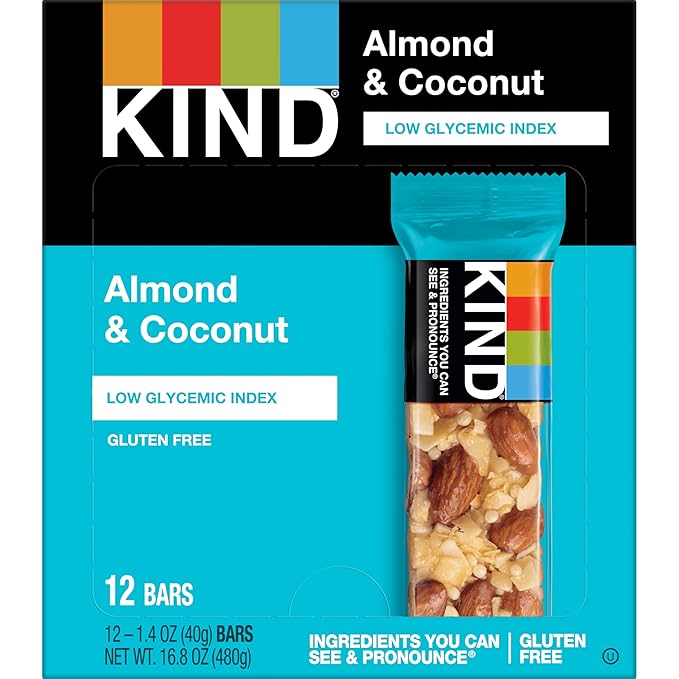 KIND Nut Bars, Almond & Coconut, Healthy Snack Bars, Gluten Free, Low Sodium, 3g Protein, 12 Count