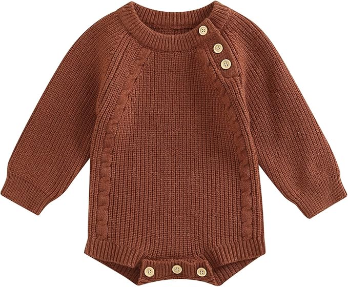FYBITBO Baby Girl Boy Sweater Knit Oversized Pullover Sweatshirt Romper Onesie Warm Fall Winter Clothes Outfit Newborn