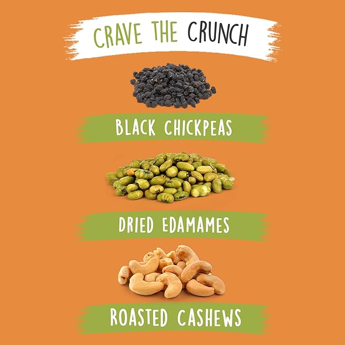 BeanVIVO Healthy Snacks for Adults & Kids with 7g Protein & 5g Fiber per Serving with Dried Edamame, Roasted Cashew and Black Chickpeas - Vegan & Gluten Free - Keto Friendly & Non-GMO - 8Pack (1.05 oz Each Pouch)