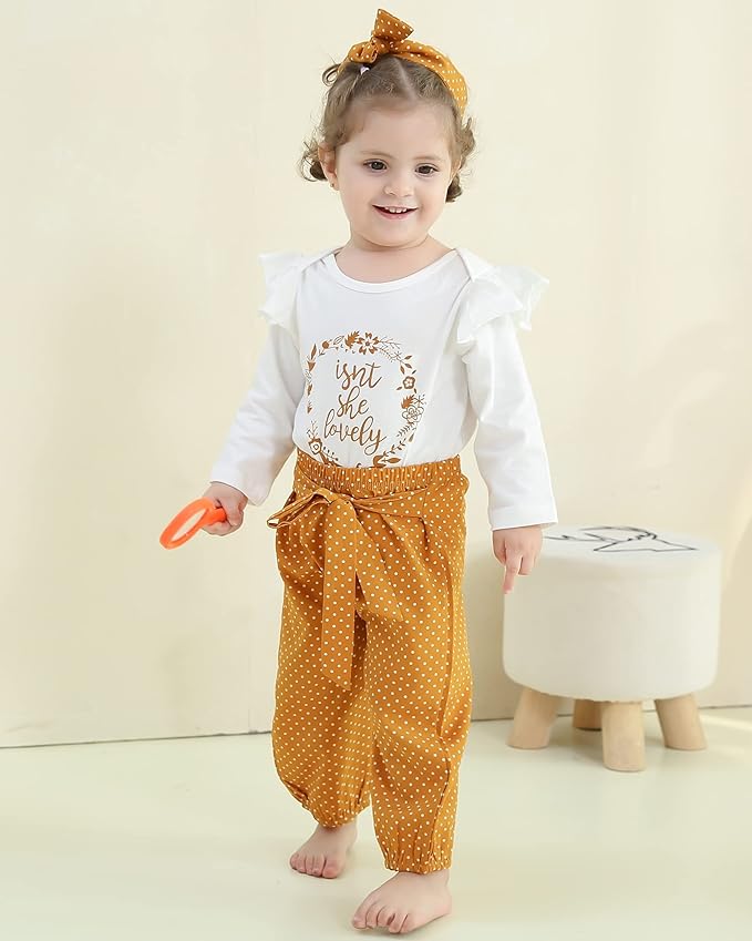 Infant Baby Girl Clothes Newborn Girl Outfit Long Sleeve Romper Pants Set Cute Baby Clothes for Girls Fall/Winter