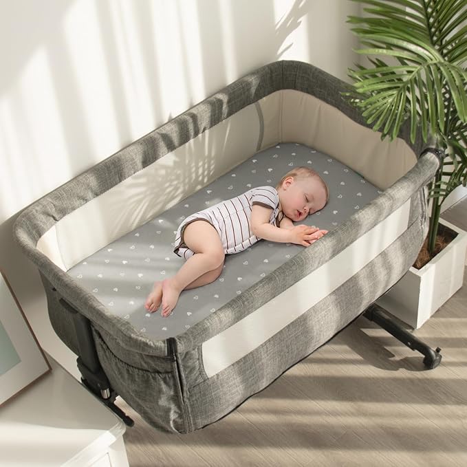 Bassinet Mattress Pad 35" x 20" x 1", Compatible with Jimglo 3 in 1, Ezebaby, Besrey Baby Bassinet and Other Bedside Sleeper, Waterproof Breathable Baby Foam with Removable Zippered Cover, Grey