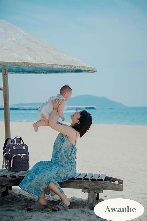 Diaper Bag with Changing Station, Waterproof Baby Bags for Boys & Girls, USB Charging Port for Parents, Must-Have Baby Essentials & Lovely Baby Shower Gifts, Blue