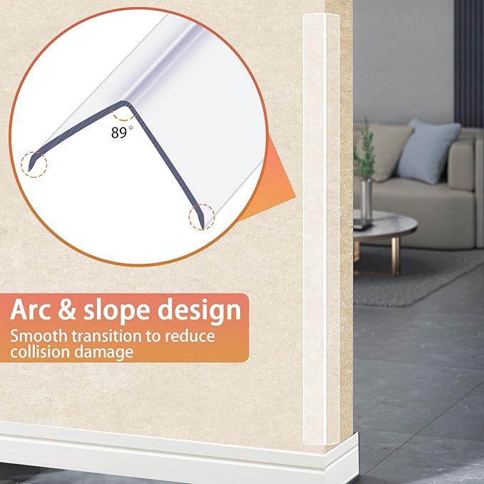 Clear Self Adhesive Wall Corner Protectors, Thickened L-Shaped Peel and Stick Furniture Edge Shields & Guards for Sharp Wall, Door Frame, Table (4pcs x 51.2''L x 1''W)