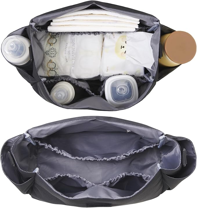 SUNVENO Kitty Stroller Organizer Bag – Universal Baby Stroller Caddy with 2 Cup Holders, Adjustable Straps, Waterproof Oxford, Lightweight Travel Accessory for Strollers, Prams & Pushchairs,Black