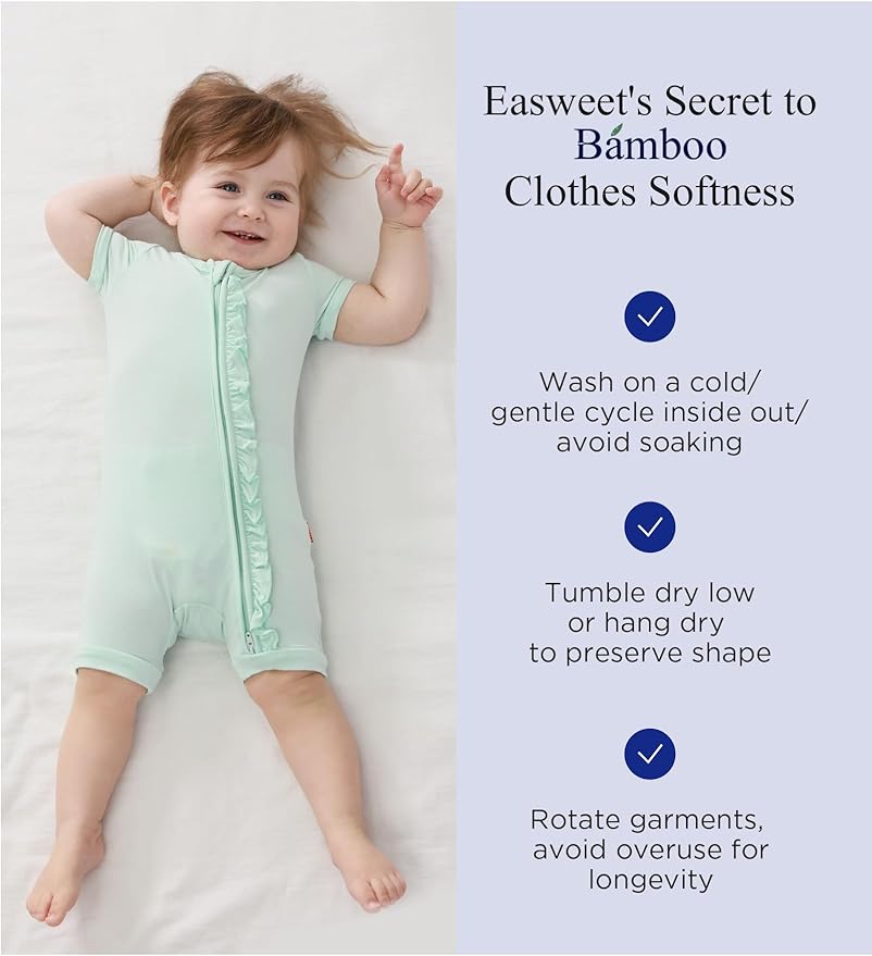 Bamboo Viscose Baby Girl Romper Infant Short Sleeve Zipper Baby Jumpsuit